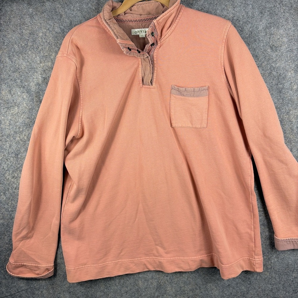 Orvis XL 1/4 Zip Sweater Orange Cotton Blend Signature Collection